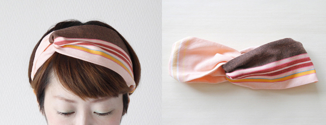 ピンクのヘアバンド